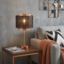 Load image into Gallery viewer, 20" Copper Table Lamp With Cylinder Shade
