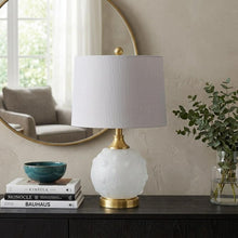 Load image into Gallery viewer, 22" White And Gold Globe Table Lamp With Drum Shade
