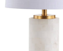 Load image into Gallery viewer, 26" White And Gold Table Lamp With Drum Shade
