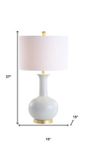 Load image into Gallery viewer, 27" White And Gold Novelty Table Lamp With Drum Shade
