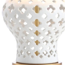 Load image into Gallery viewer, 21" White And Gold Urn Table Lamp With Drum Shade

