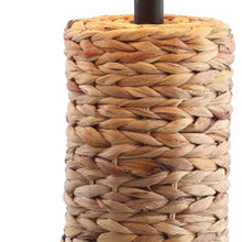 Load image into Gallery viewer, Set of Two 25" Natural And Black Bedside Lamps With Drum Shades
