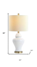 Load image into Gallery viewer, Set of Two 22" White And Gold Urn Bedside Lamps With Drum Shades
