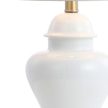 Load image into Gallery viewer, Set of Two 22" White And Gold Urn Bedside Lamps With Drum Shades

