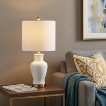 Load image into Gallery viewer, 21" Gold Urn Table Lamp LED With Drum Shade
