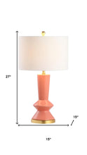 Load image into Gallery viewer, 27" Gold Geometric Table Lamp LED With Drum Shade
