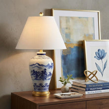 Load image into Gallery viewer, 27" Gold Novelty Table Lamp LED With Empire Shade
