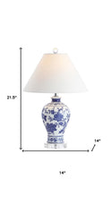 Load image into Gallery viewer, 22" Navy Blue Gold And White Urn Table Lamp With Empire Shade
