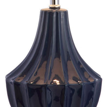 Load image into Gallery viewer, 25" Navy Blue And Clear Novelty Table Lamp With Drum Shade
