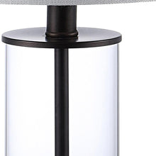 Load image into Gallery viewer, Set of Two 21" Antiqued Bronze USB Table Lamps With Drum Shades
