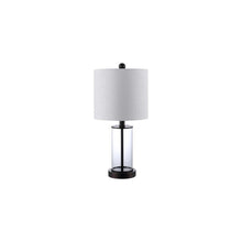 Load image into Gallery viewer, Set of Two 21" Antiqued Bronze USB Table Lamps With Drum Shades
