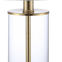 Load image into Gallery viewer, Set of Two 21" Gold USB Table Lamps With Drum Shades

