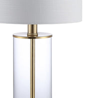 Load image into Gallery viewer, Set of Two 21" Gold USB Table Lamps With Drum Shades
