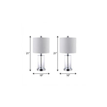 Load image into Gallery viewer, Set of Two 21" Silver USB Table Lamps With Drum Shades

