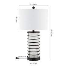 Load image into Gallery viewer, 27" Black USB Table Lamp With Drum Shade
