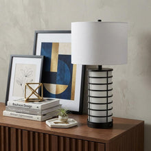 Load image into Gallery viewer, 27" Black USB Table Lamp With Drum Shade
