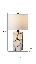 Load image into Gallery viewer, 24" Black And White Table Lamp With Drum Shade
