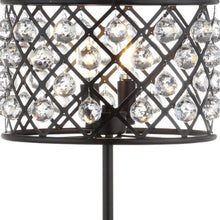 Load image into Gallery viewer, 23" Antiqued Bronze Geometric Table Lamp With Drum Shade
