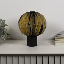 Load image into Gallery viewer, 11" Black Geometric Table Lamp LED With Globe Shade
