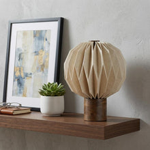Load image into Gallery viewer, 11" Natural Geometric Bedside Lamp With Globe Shade
