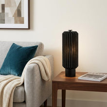 Load image into Gallery viewer, 16" Black Geometric Table Lamp LED With Cylinder Shade
