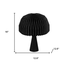 Load image into Gallery viewer, 16" Black Ribbed Geometric Bedside Lamp With Dome Shade
