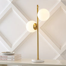 Load image into Gallery viewer, 28" White Table Lamp With Globe Shade
