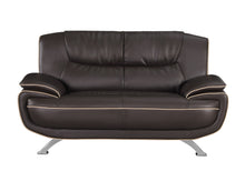 Load image into Gallery viewer, Faux Leather Love Seat - Silver / Brown
