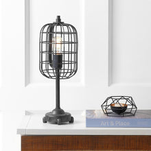 Load image into Gallery viewer, 20" Black Geometric Novelty Table Lamp With Drum Shade
