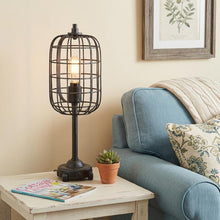 Load image into Gallery viewer, 20" Black Geometric Novelty Table Lamp With Drum Shade
