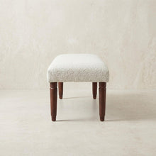 Load image into Gallery viewer, 47" Cream and Brown Boucle and Solid Wood Upholstered Bench

