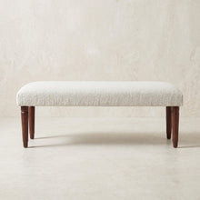 Load image into Gallery viewer, 47" Cream and Brown Boucle and Solid Wood Upholstered Bench
