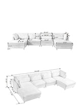 Load image into Gallery viewer, Oversized Modular Sectional Fabric Sofa Set with Waist Pillows, Extra Large U Shaped Couch with Reversible Chaise, 145 inch Long, 6 Seat Modular Sofa with  Ottamans
