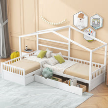 Load image into Gallery viewer, L Shape Platform Bed With 3 Storage Drawers
