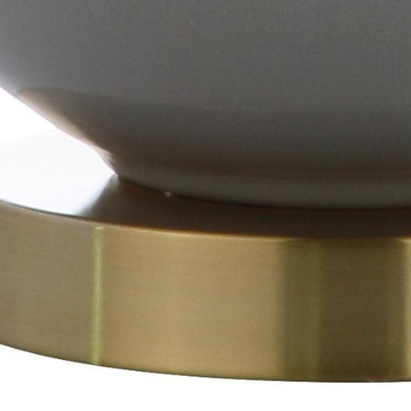 25" Novelty Table Lamp LED With Drum Shade - White / Gold