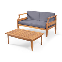 Load image into Gallery viewer, Aston - 2 Piece Wood Outdoor Patio Conversation Seating Set With Cushions
