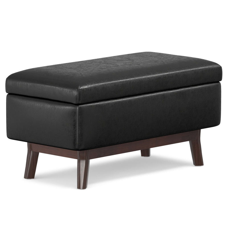 36" Leather Cocktail Ottoman With Storage - Brown / Black