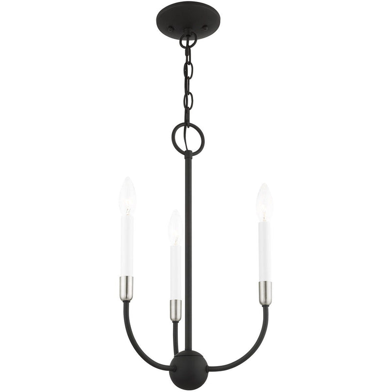 19" Three Light Metal Dimmable Chandelier With Shades - Black