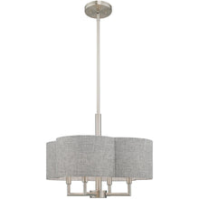Load image into Gallery viewer, 17" Four Light Dimmable Chandelier With Shades - Nickel / Pearl Silver
