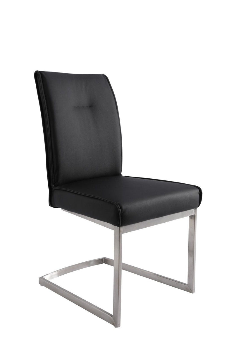 Dining Side Chairs Upholstered Faux Leather (Set of 2) - Black / Silver
