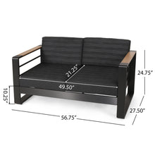 Load image into Gallery viewer, Loveseat With Slat Paneling And Aluminum Frame - Black
