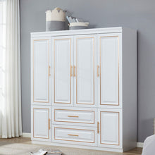 Load image into Gallery viewer, 79" Six Door Two Drawer Combo Dresser - Gold And White

