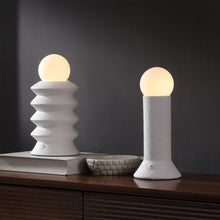 Load image into Gallery viewer, Set of Two 13" Clear Geometric Table Lamps With Globe Shades
