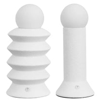 Load image into Gallery viewer, Set of Two 13" Clear Geometric Table Lamps With Globe Shades
