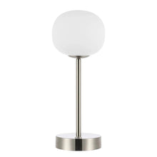 Load image into Gallery viewer, 12" Nickel Novelty USB Table Lamp With Globe Shade
