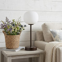 Load image into Gallery viewer, 12" Antiqued Bronze Novelty USB Table Lamp With Globe Shade
