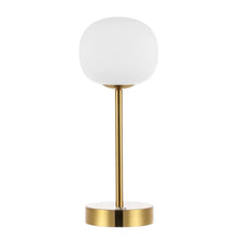 Load image into Gallery viewer, 12" Gold USB Table Lamp With Globe Shade
