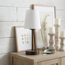 Load image into Gallery viewer, 13" Antiqued Bronze USB Table Lamp With Empire Shade
