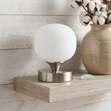 Load image into Gallery viewer, 6" Nickel Novelty USB Table Lamp With Globe Shade

