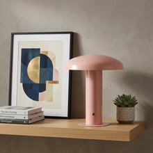Load image into Gallery viewer, 11" Pink Round USB Table Lamp With Globe Shade
